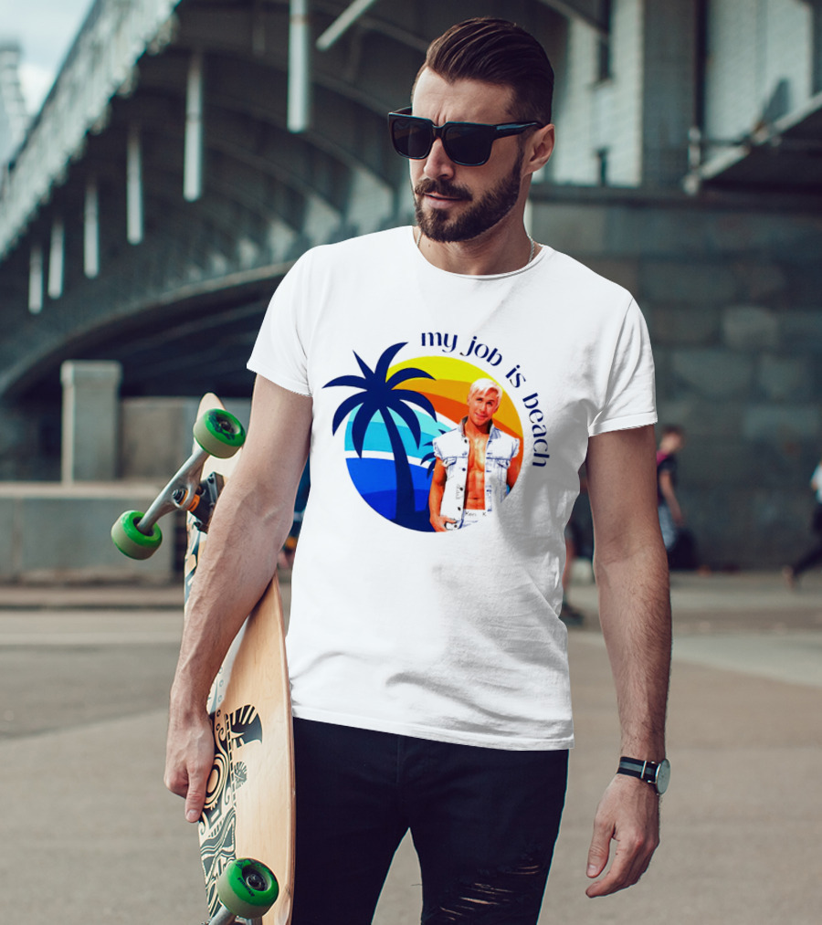 Barbie My Job Is Beach Ken Sunset Palm Tree T-Shirt