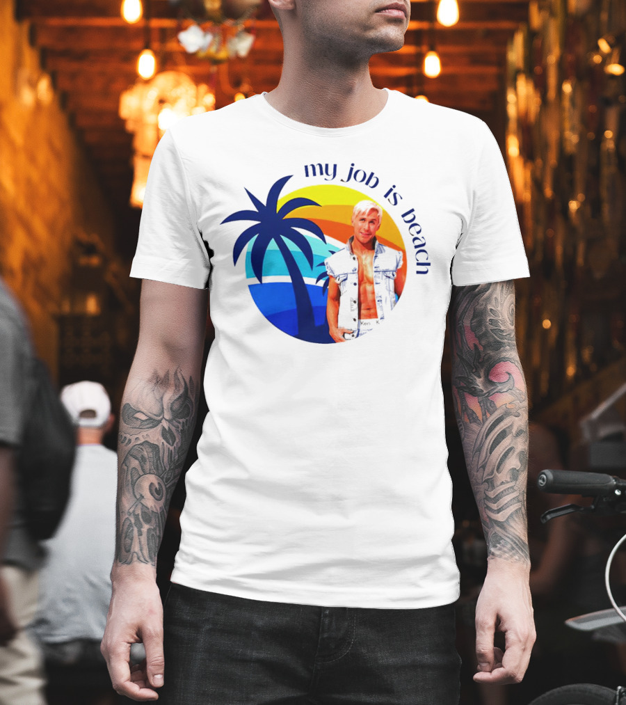 Barbie My Job is Beach Ken Sunset Palm Tree T-Shirt