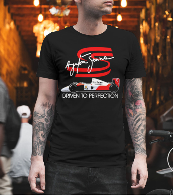 Ayrton Senna Driven to Perfection Marlboro Racing Car T-Shirt Ayrton Senna Driven to Perfection Marlboro Racing Car T-Shirt