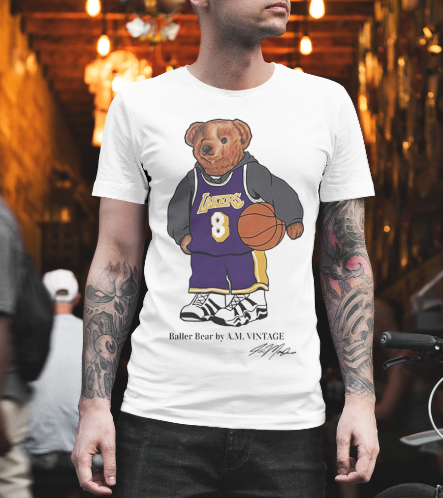 Lakers Baller Bear Kobe Bryant Champion Number 8 T-Shirt