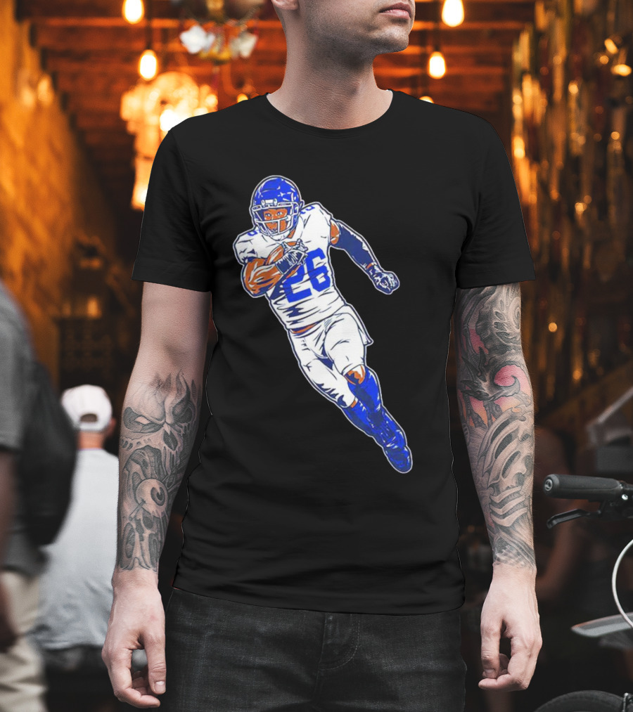 Saquon Barkley New York Giants 26 Superstar Pose Signature T-Shirt