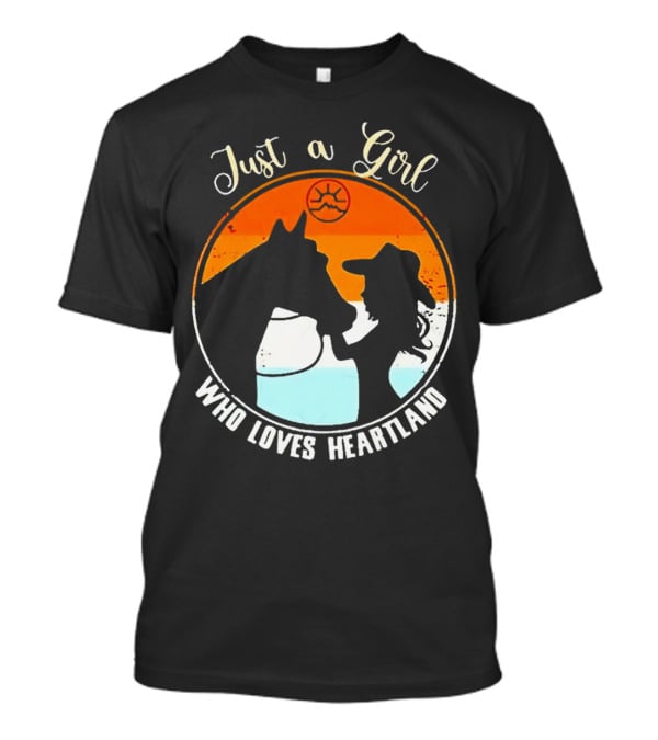Just A Girl Who Loves Heartland Vintage Horse Silhouette With Sunset T-Shirt