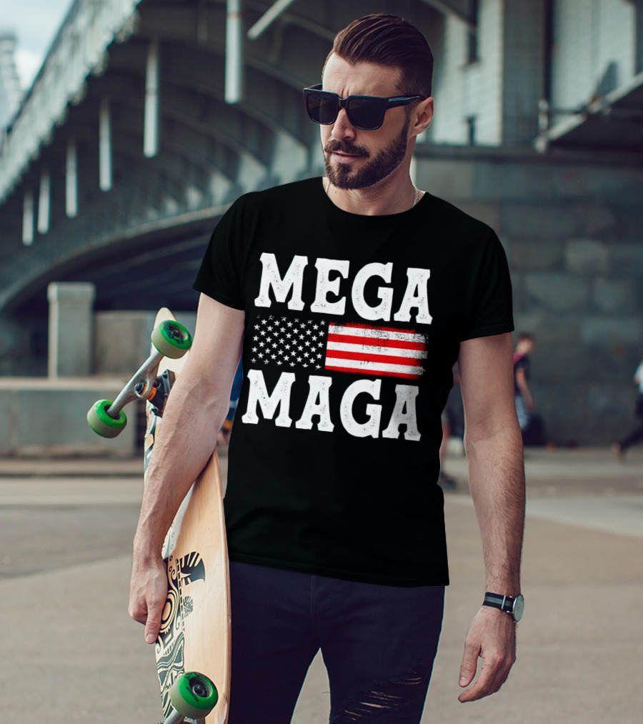 MEGA MAGA American Flag T-Shirt