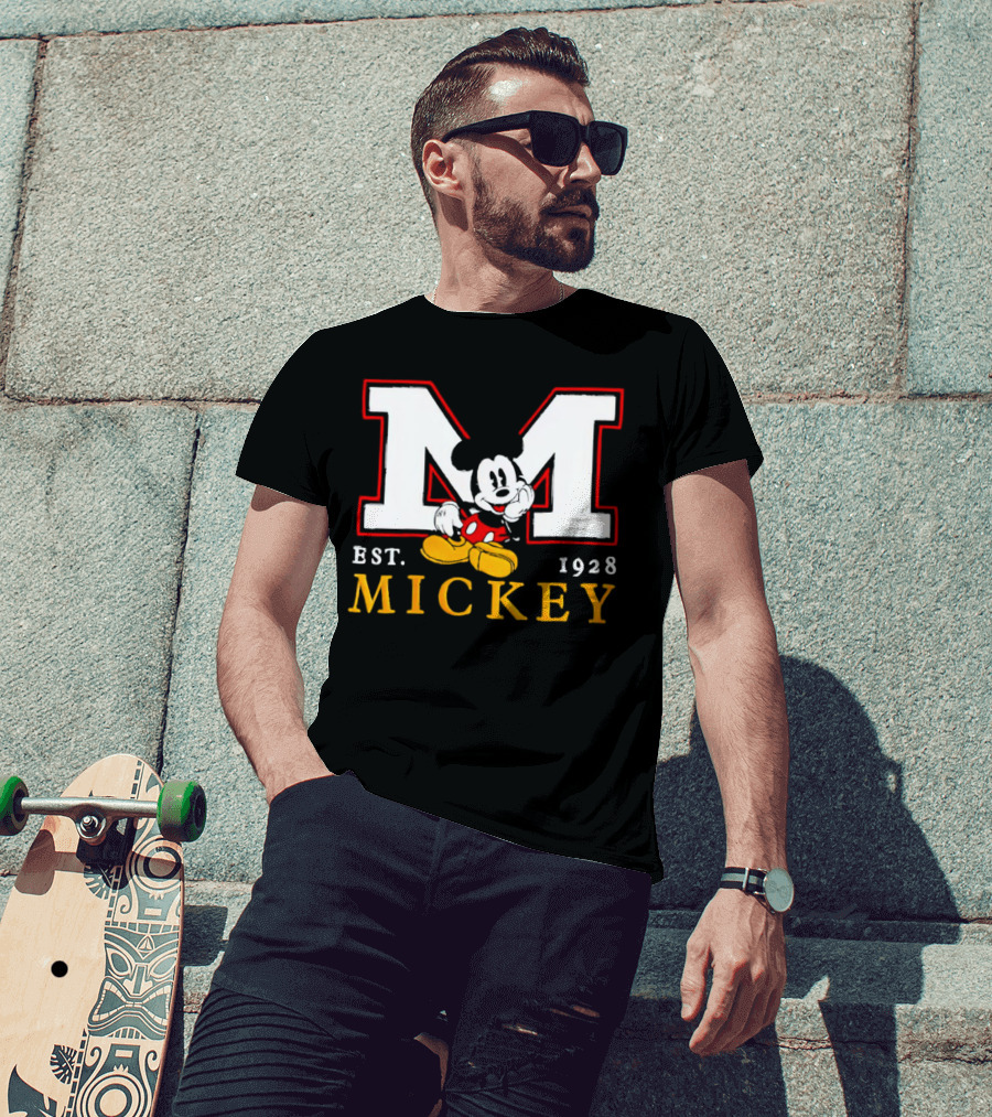 Disney Mickey Large M Logo Est 1928 Relaxed T-Shirt