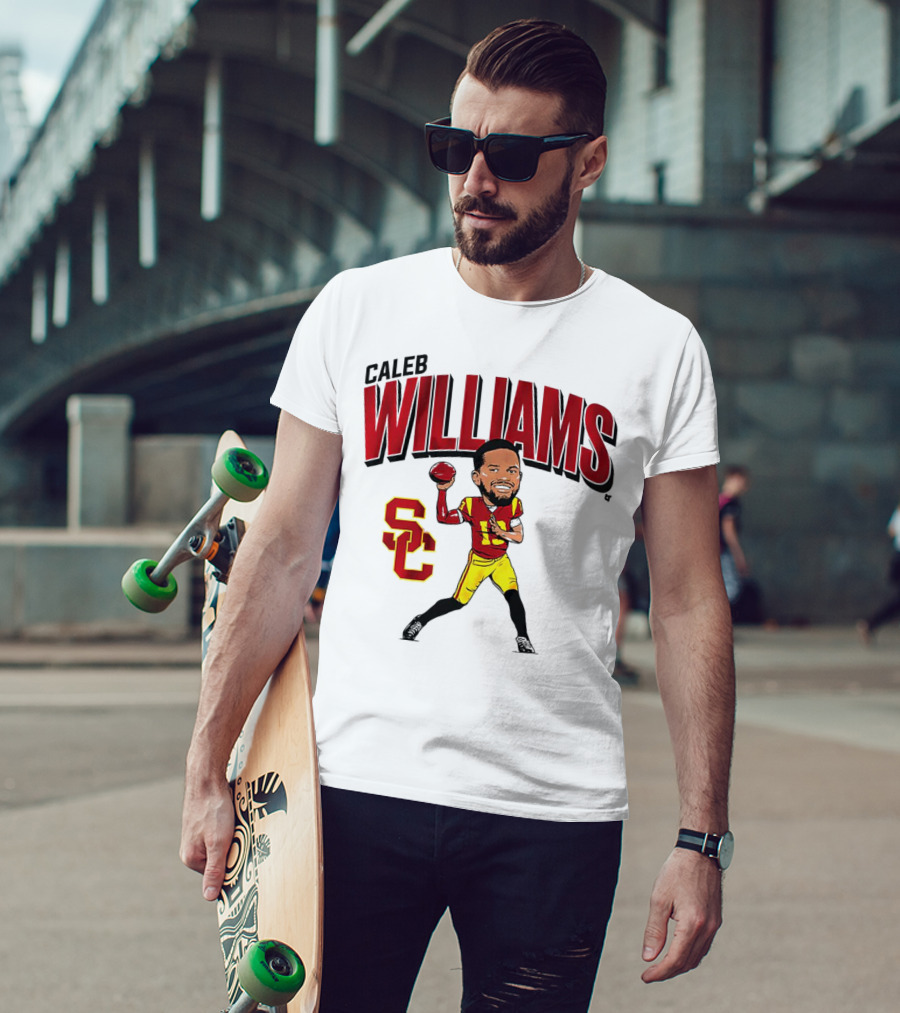 Caleb Williams USC Trojans Football Caricature With SC T-Shirt