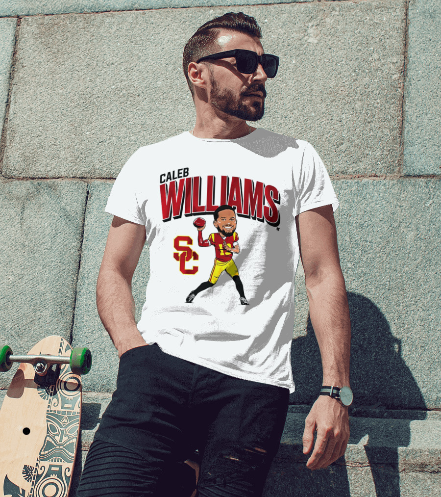Caleb Williams USC Trojans Football Caricature With SC T-Shirt