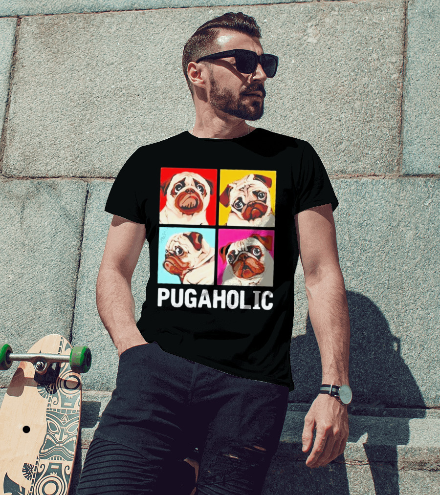 Pug Dog Pop Art Pugaholic T-Shirt