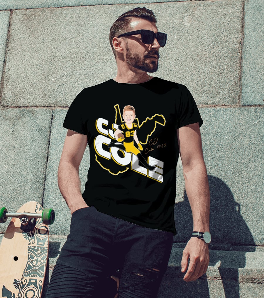 CJ Cole #83 West Virginia Football Player Caricature Signature T-Shirt