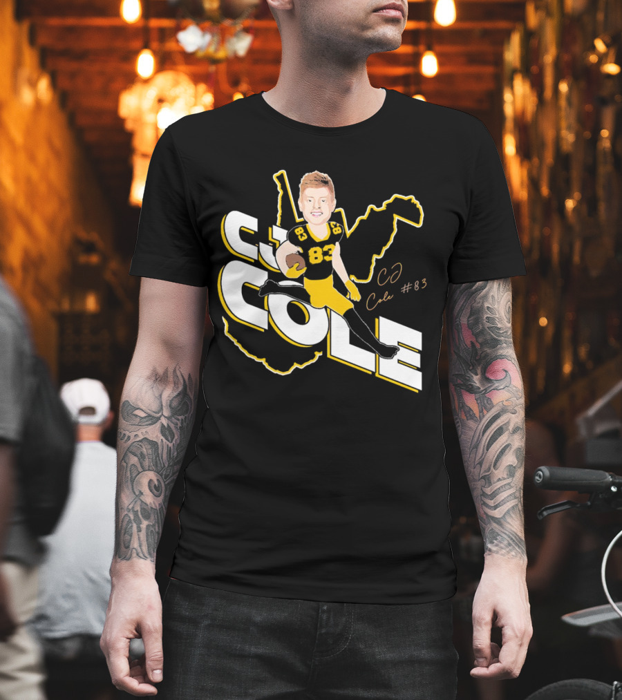 CJ Cole #83 West Virginia Football Player Caricature Signature T-Shirt