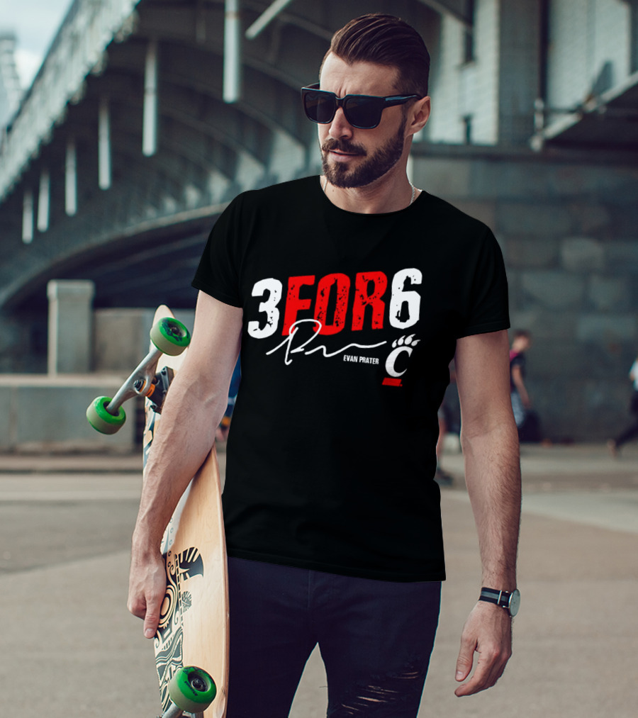 Evan Prater 3 For 6 Cincinnati Bearcats Signature T-Shirt