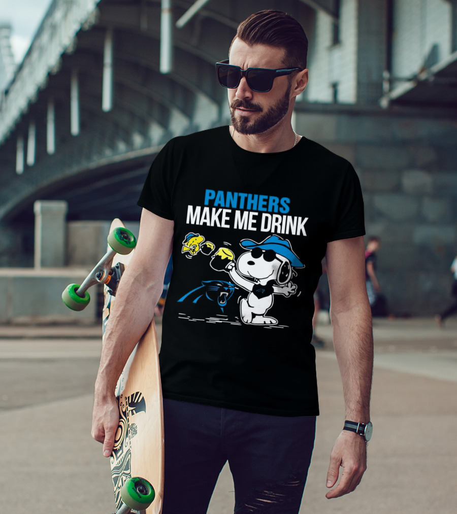 Panthers Make Me Drink Snoopy Iconic Football Fun T-Shirt