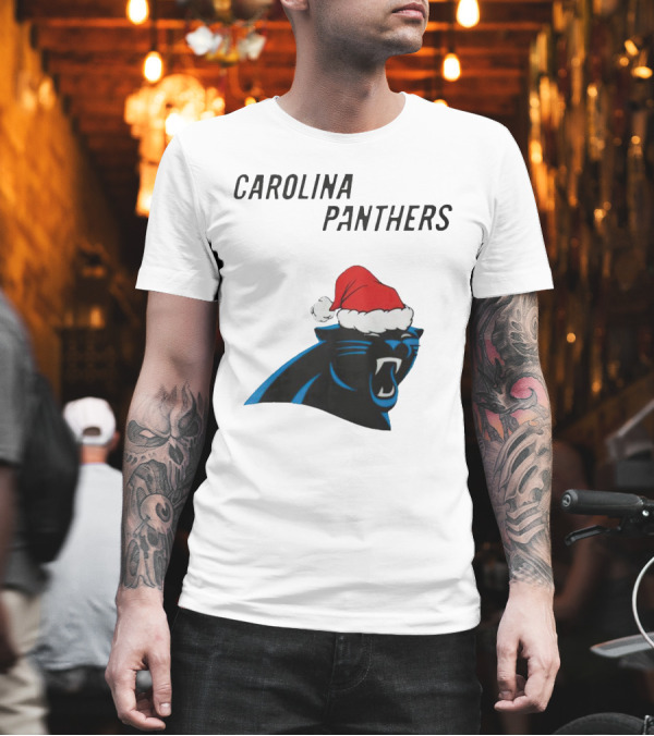 Carolina Panthers Christmas Santa Hat T-Shirt Carolina Panthers Christmas Santa Hat T-Shirt