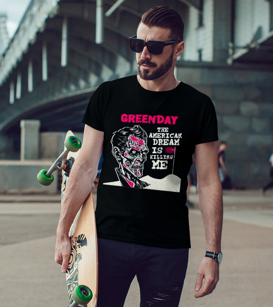 Green Day The American Dream Is Killing Me Zombie American Flag T-Shirt