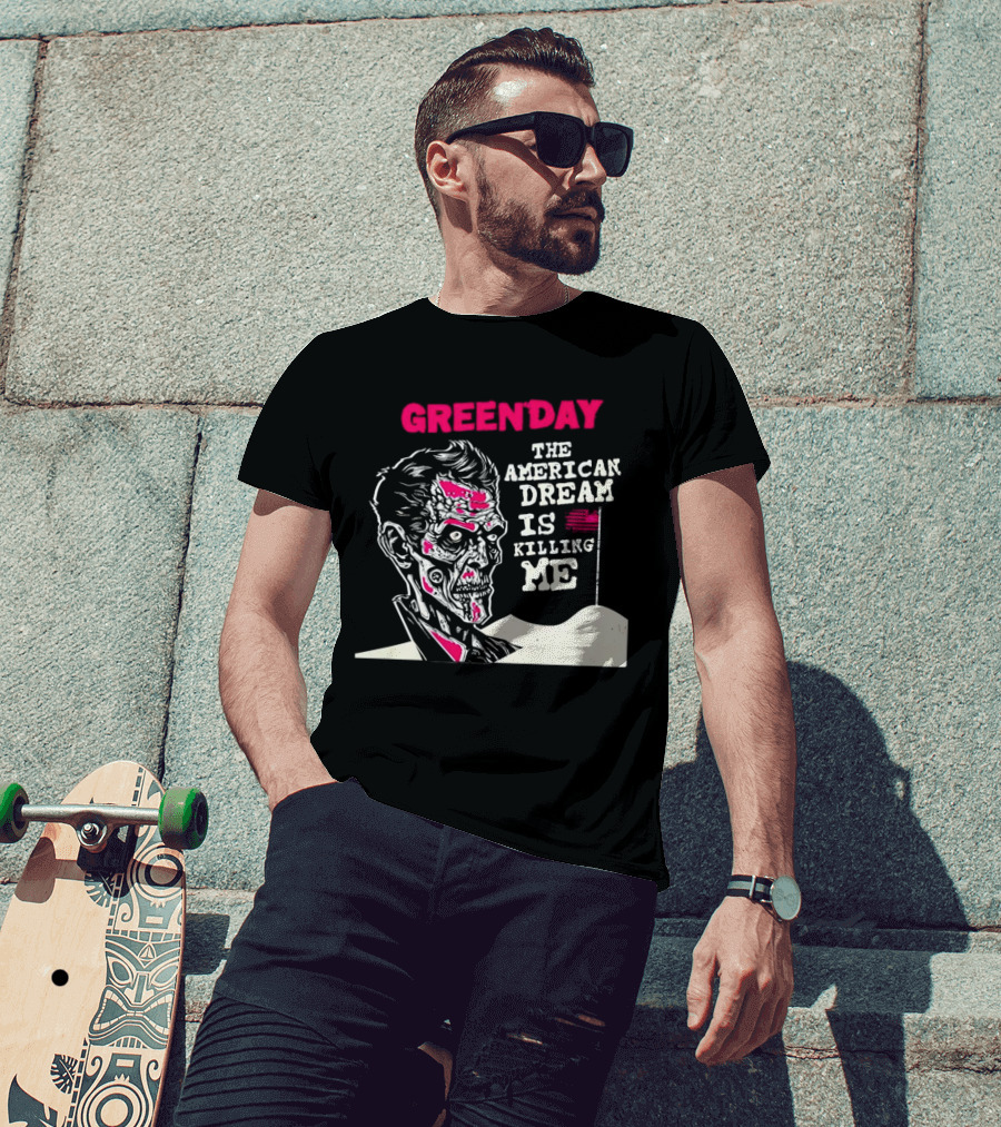 Green Day The American Dream Is Killing Me Zombie American Flag T-Shirt