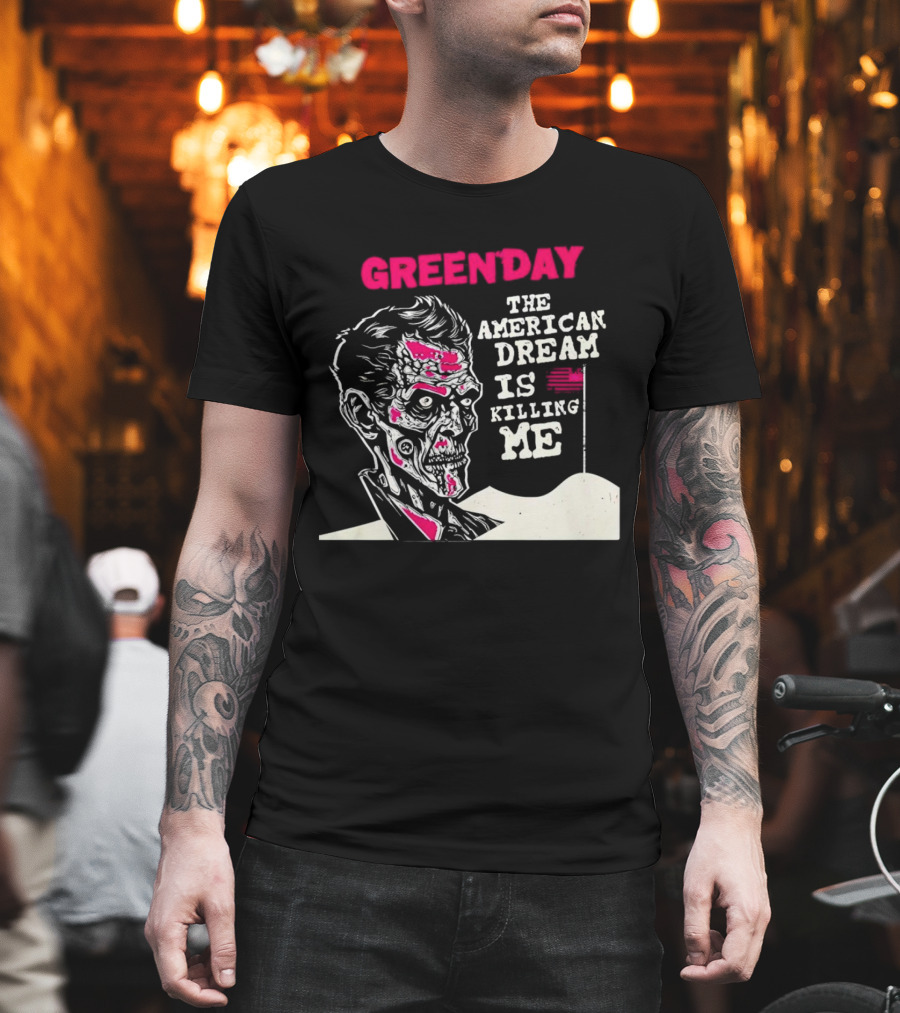 Green Day The American Dream Is Killing Me Zombie American Flag T-Shirt
