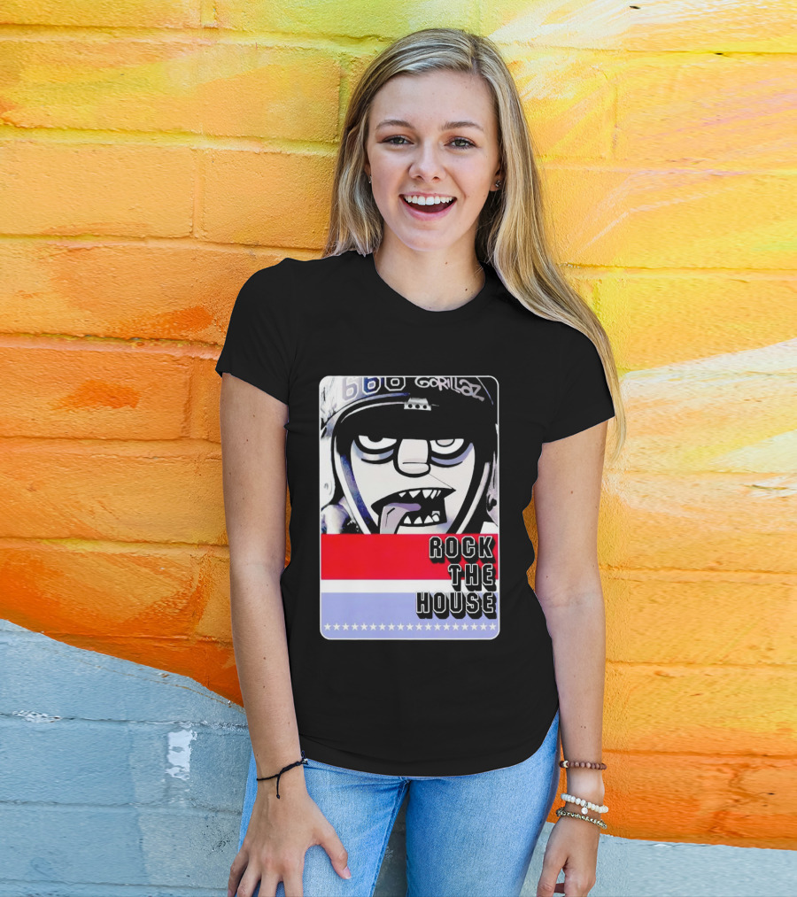 Gorillaz Rock The House 66 50s Style Helmet T-Shirt