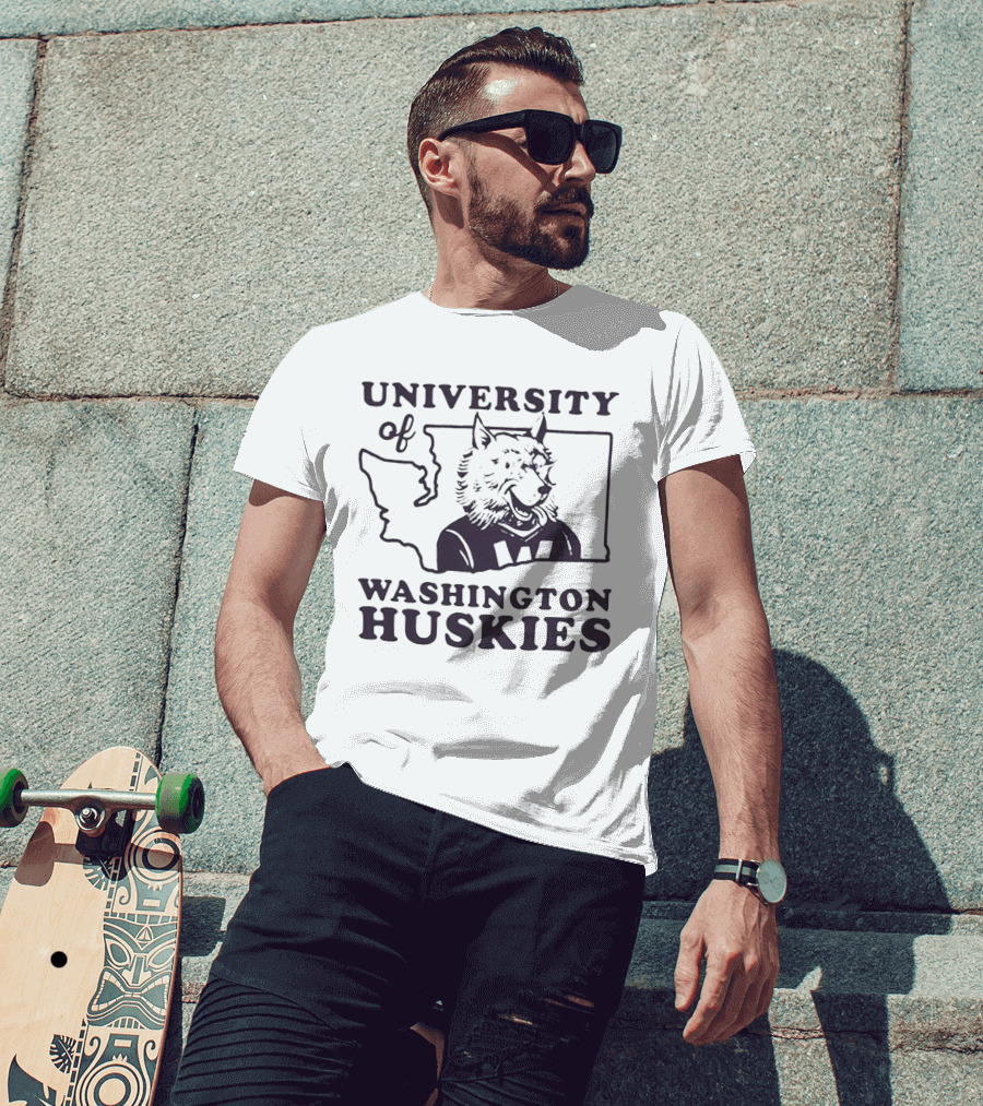 University Of Washington Huskies Mascot Outline Map T-Shirt