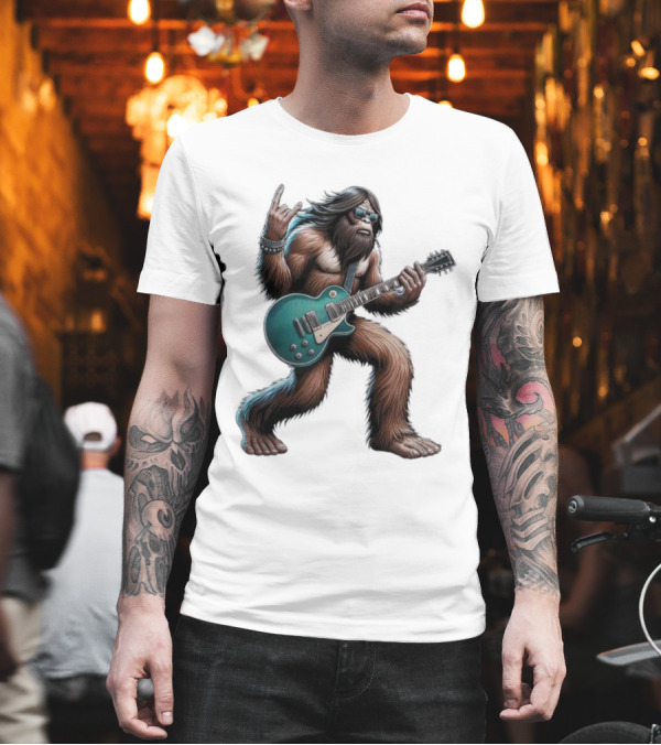 Bigfoot Rocking Out with Electric Guitar T-Shirt Bigfoot Rocking Out with Electric Guitar T-Shirt