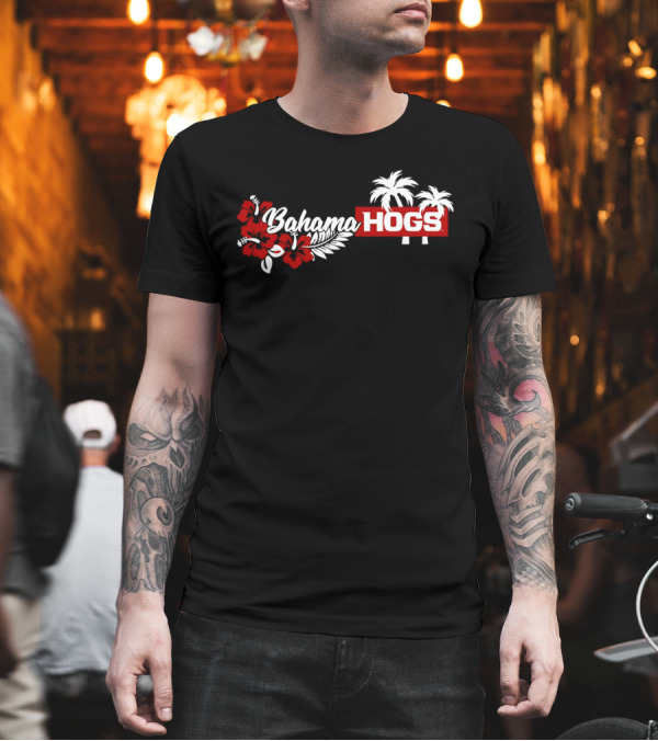 Arkansas Razorbacks Bahama Hogs Tropical Palm Red Flower T-Shirt Arkansas Razorbacks Bahama Hogs Tropical Palm Red Flower T-Shirt
