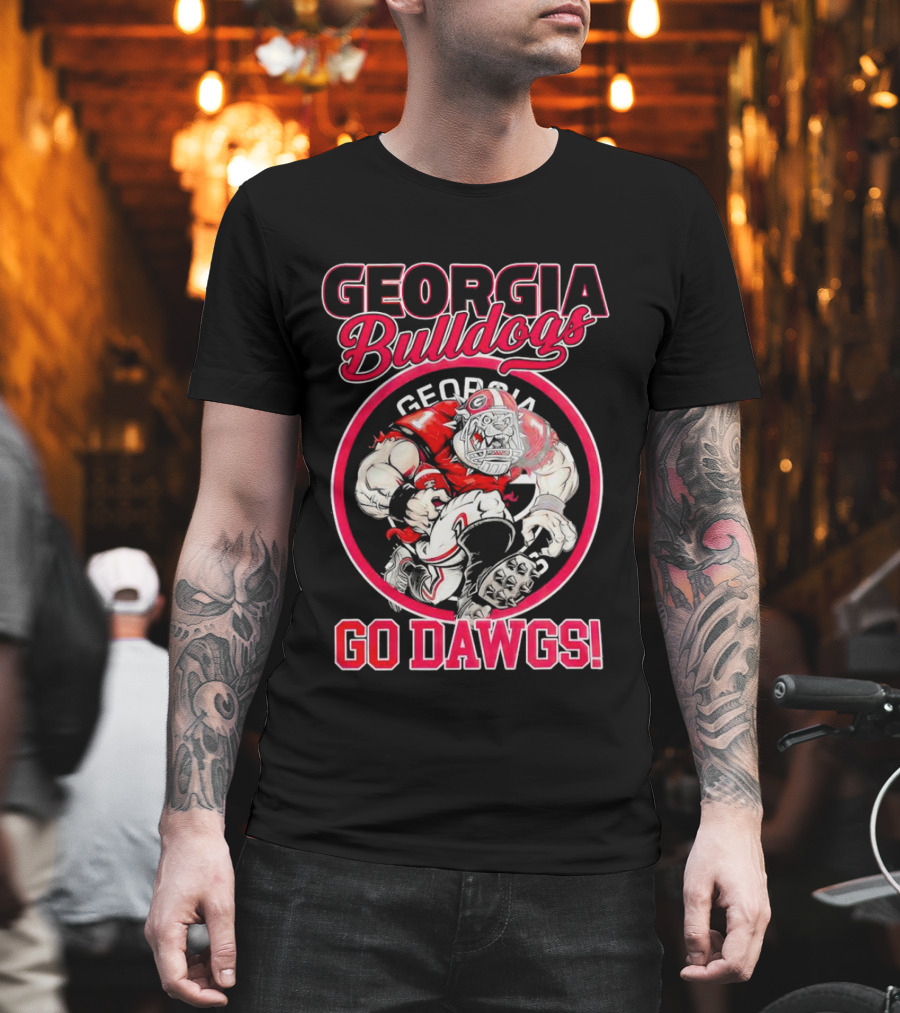 Georgia Bulldogs Go Dawgs UGA Aggressive Mascot T-Shirt