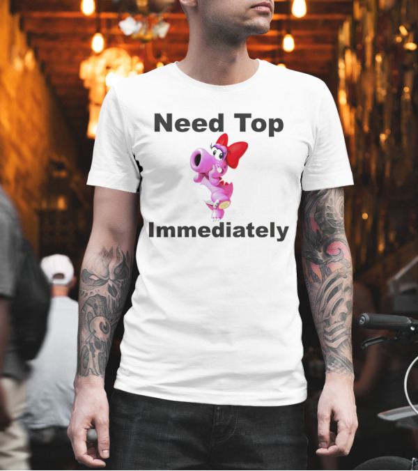 Need Top Immediately Bow Dinosaur Character T-Shirt Need Top Immediately Bow Dinosaur Character T-Shirt