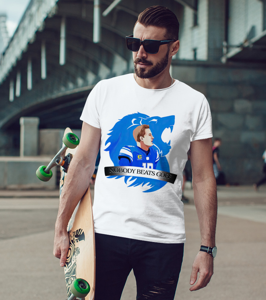 That’s Good Sports Nobody Beats Goff Blue Lion Football Player T-Shirt