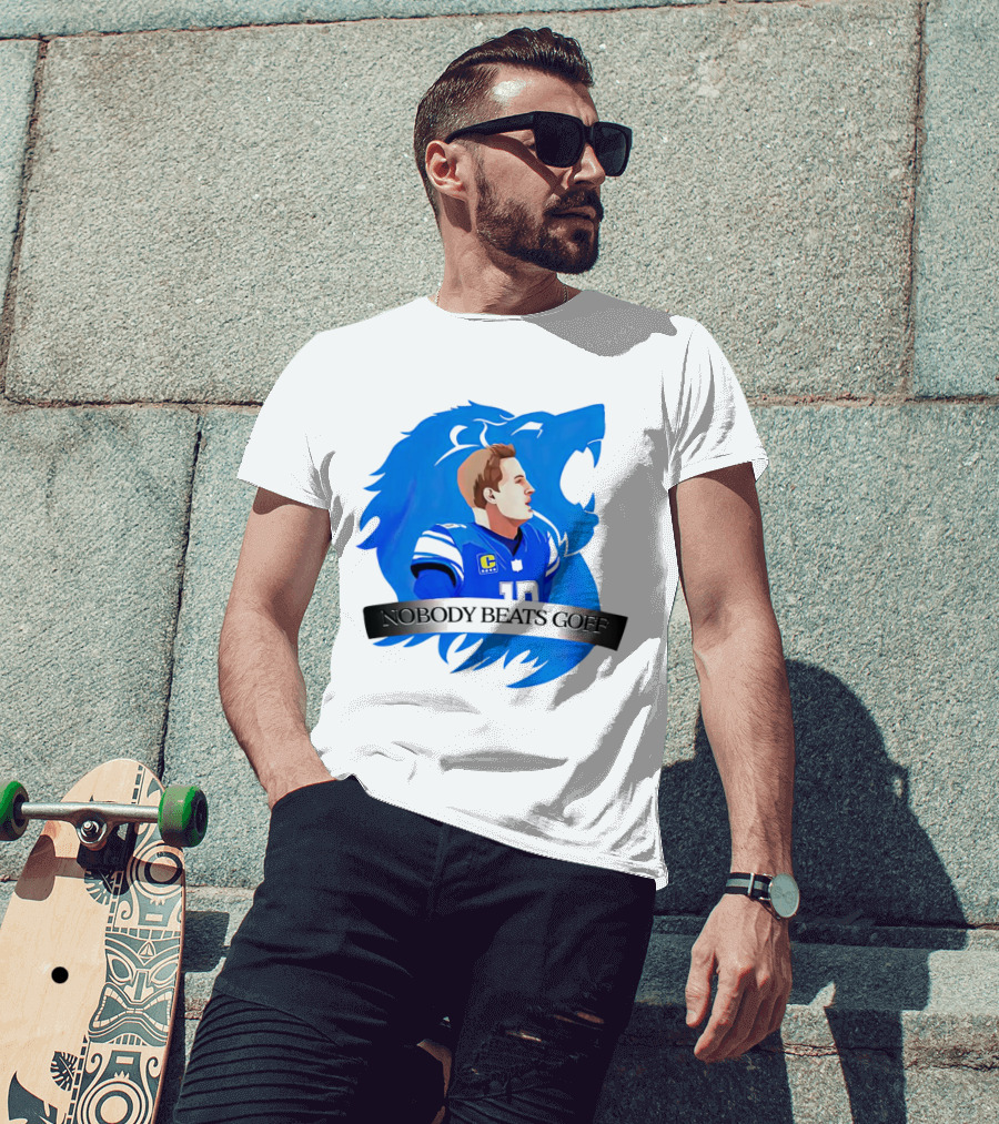 That’s Good Sports Nobody Beats Goff Blue Lion Football Player T-Shirt