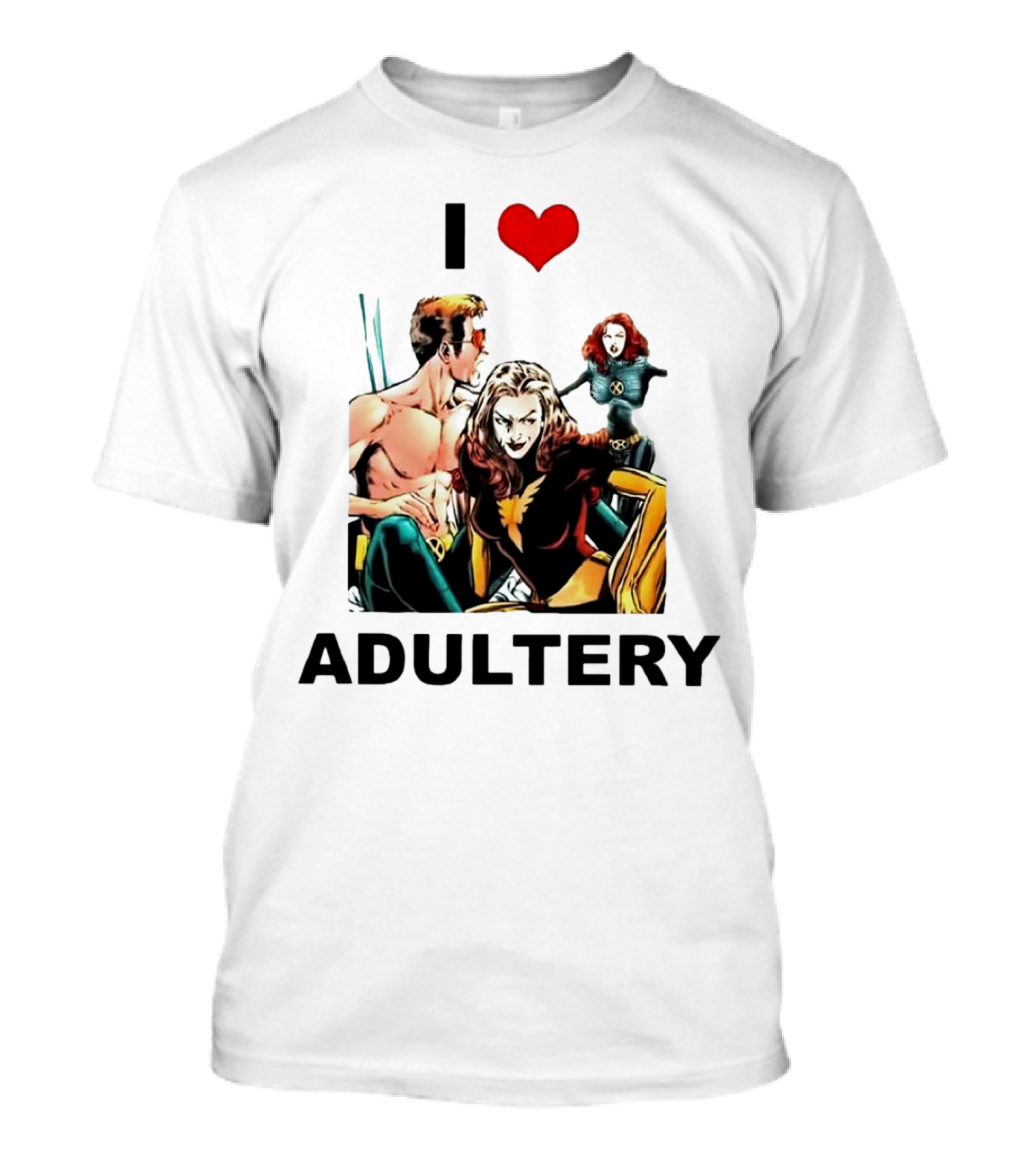 I Love Adultery Adult Joke Comic Characters T-Shirt