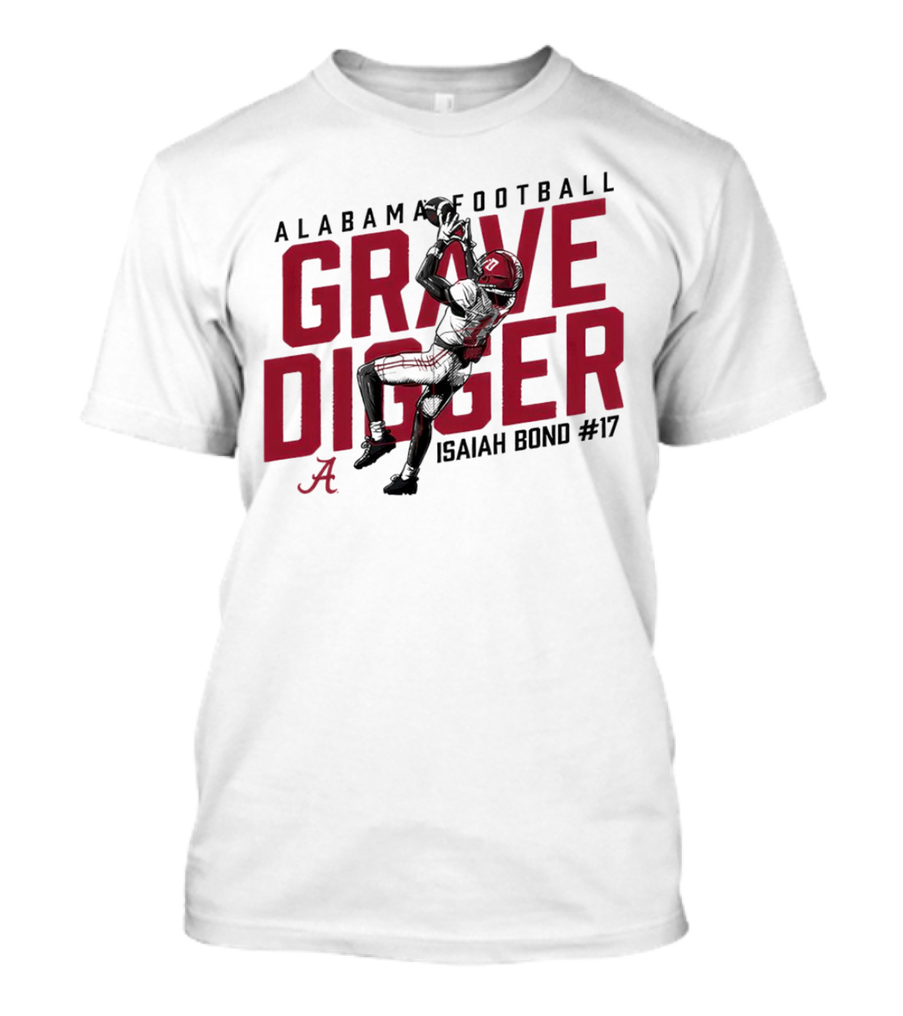 Alabama Football Isaiah Bond #17 Grave Digger Crimson Tide T-Shirt