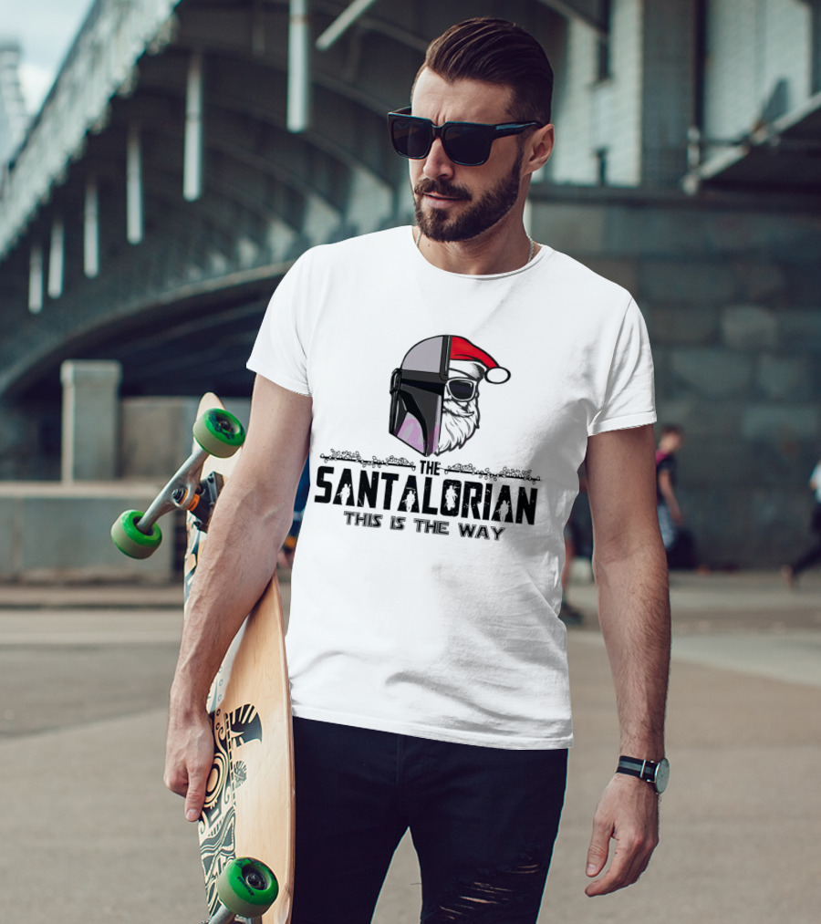 The Santalorian This Is The Way Santa Claus Christmas Helmet Santa Hat T-Shirt