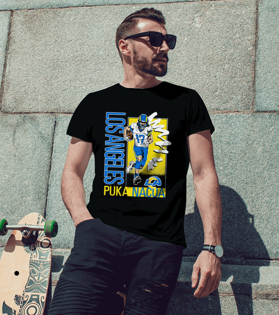 Los Angeles Puka Nacua Rams 17 Player Caricature T-Shirt