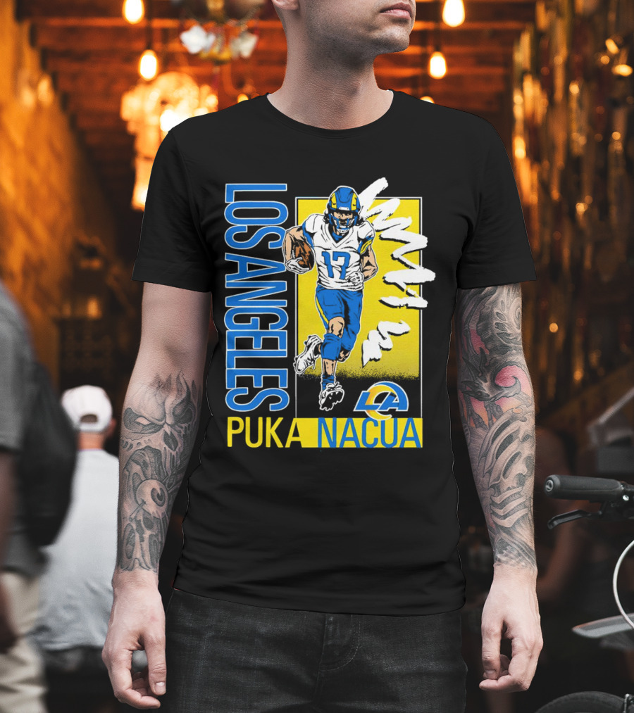 Los Angeles Puka Nacua Rams 17 Player Caricature T-Shirt