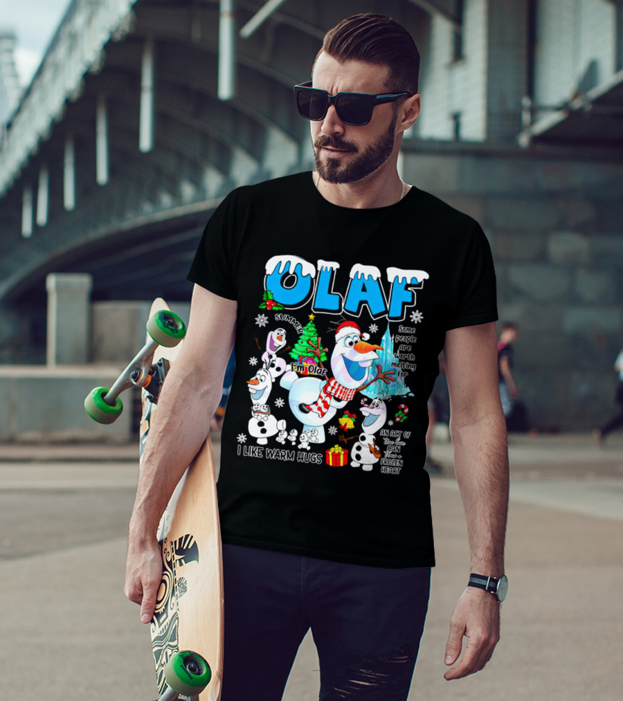 OLAF Summer I'm Olaf I Like Warm Hugs Christmas Santa Hat Some People Are Worth Melting For T-Shirt