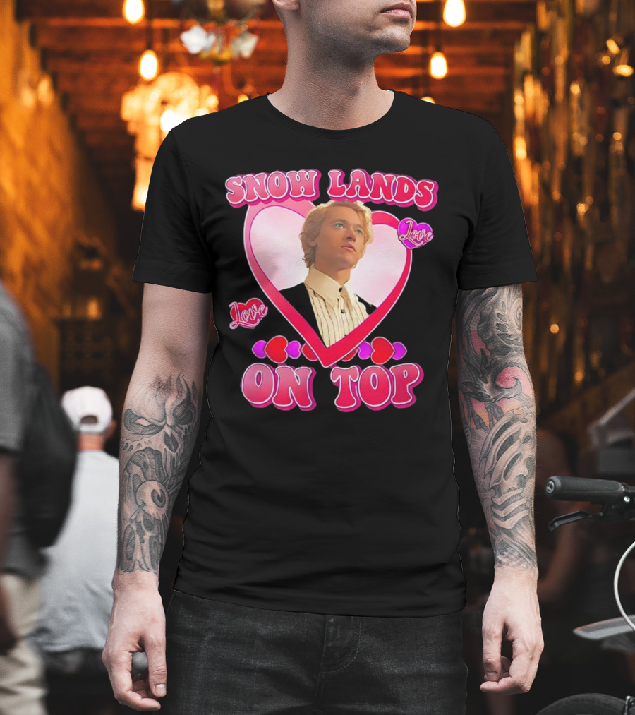Snow Lands Love On Top Heart Framed Portrait Romance T-Shirt