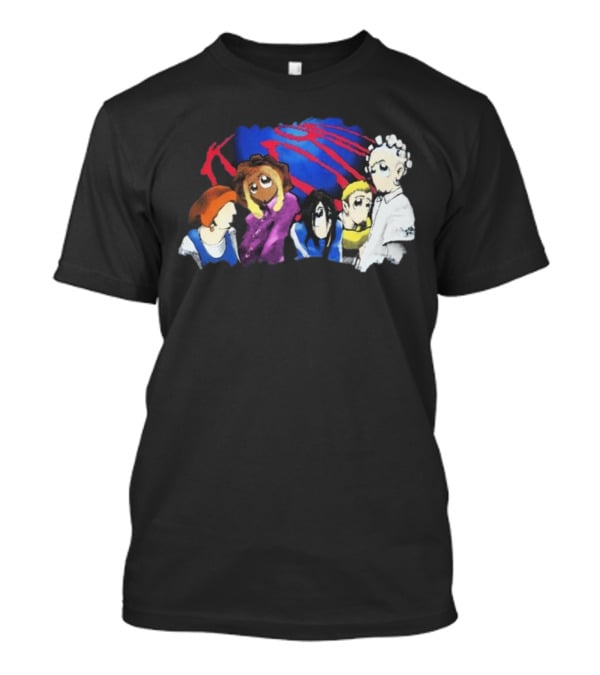 Rare Vintage 1998 Korn Cartoon Characters With Bold Red And Blue Elements T-Shirt