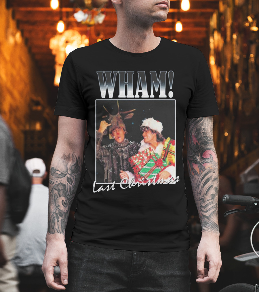 WHAM Last Christmas Reindeer And Santa Costume Scene T-Shirt