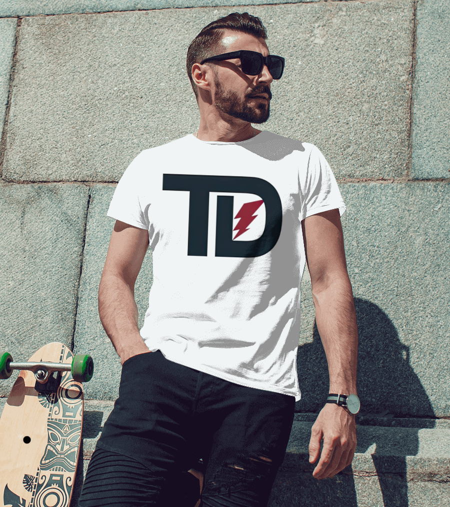TD Logo With Red Lightning Bolt Tank Dell Houston Texans Football T-Shirt