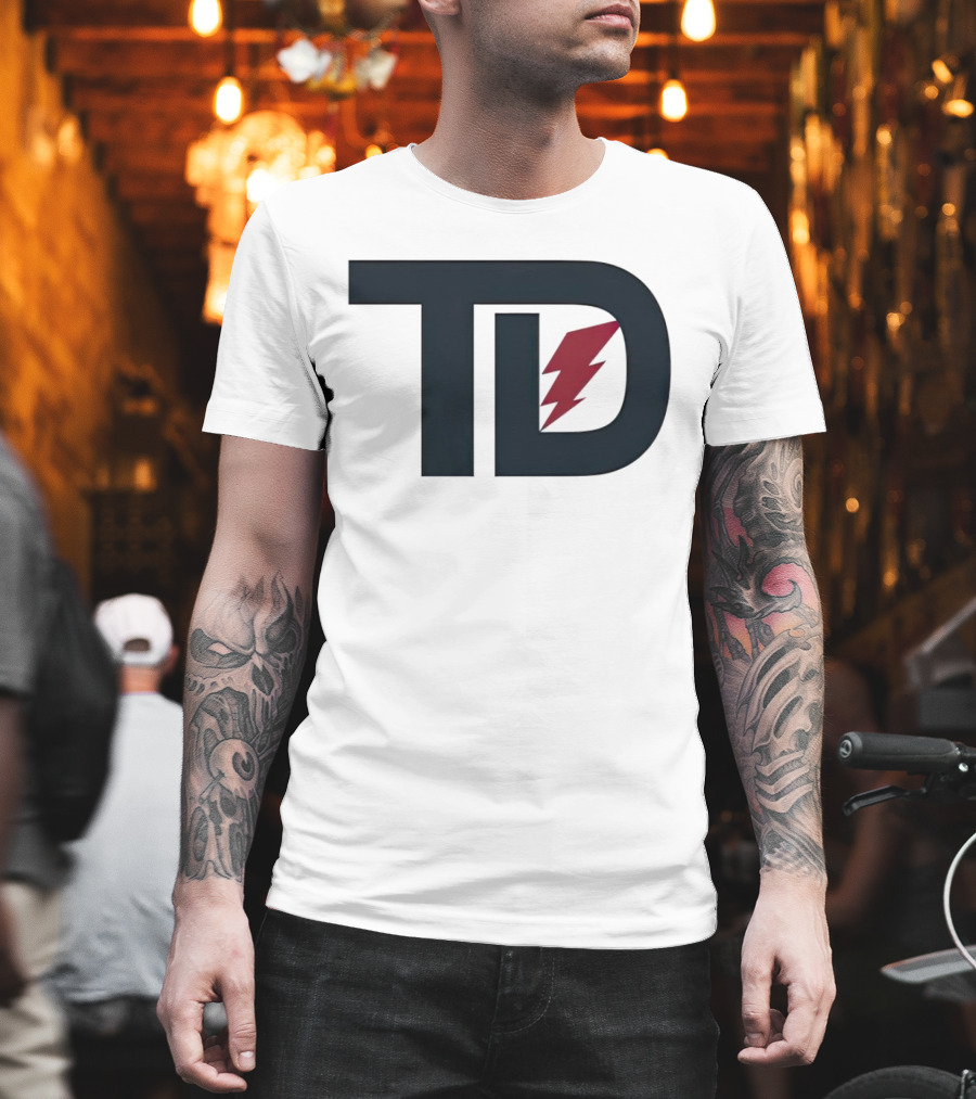 TD Logo with Red Lightning Bolt Tank Dell Houston Texans Football T-Shirt