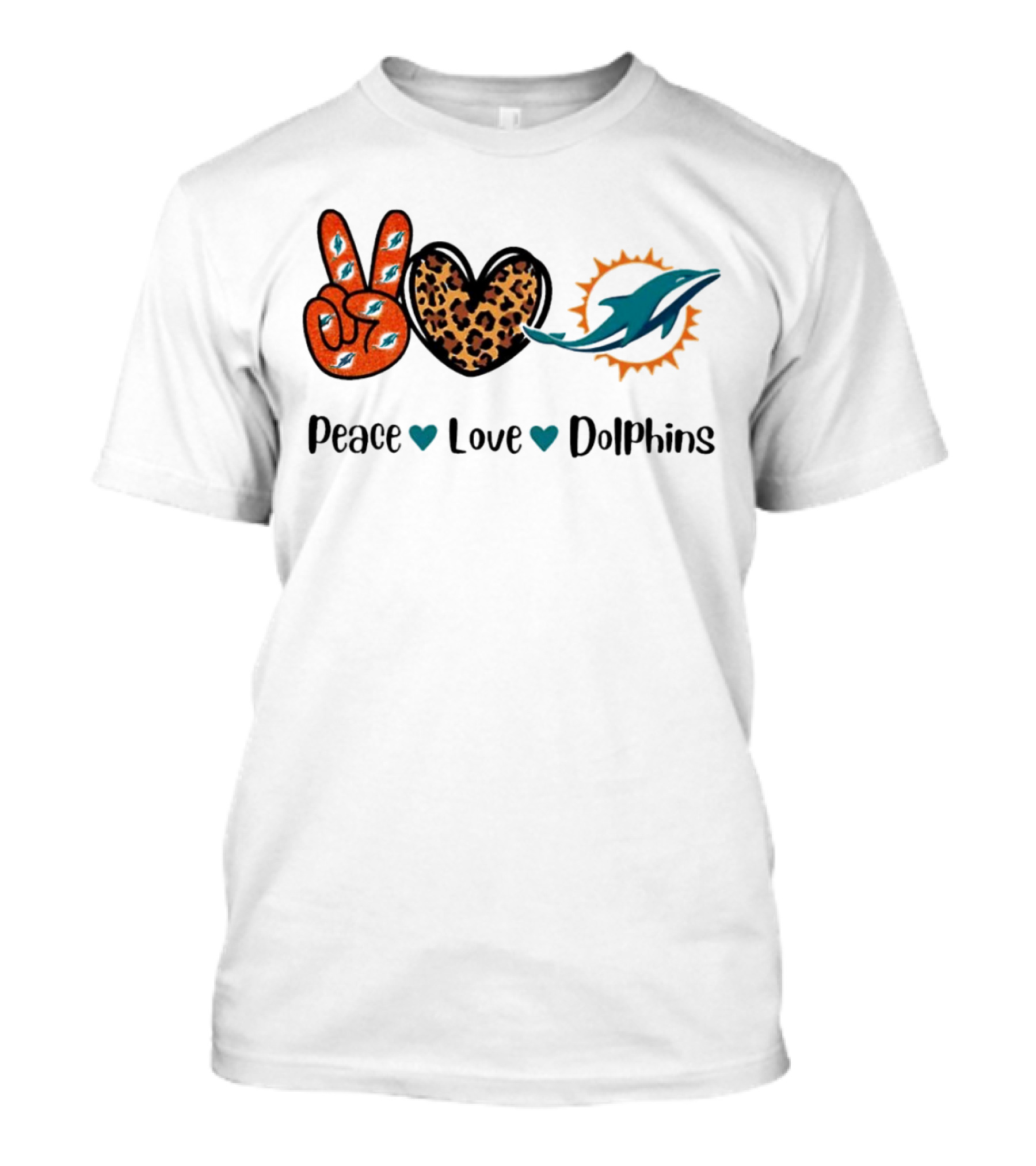 Peace Love Dolphins Miami Dolphins Football T-Shirt