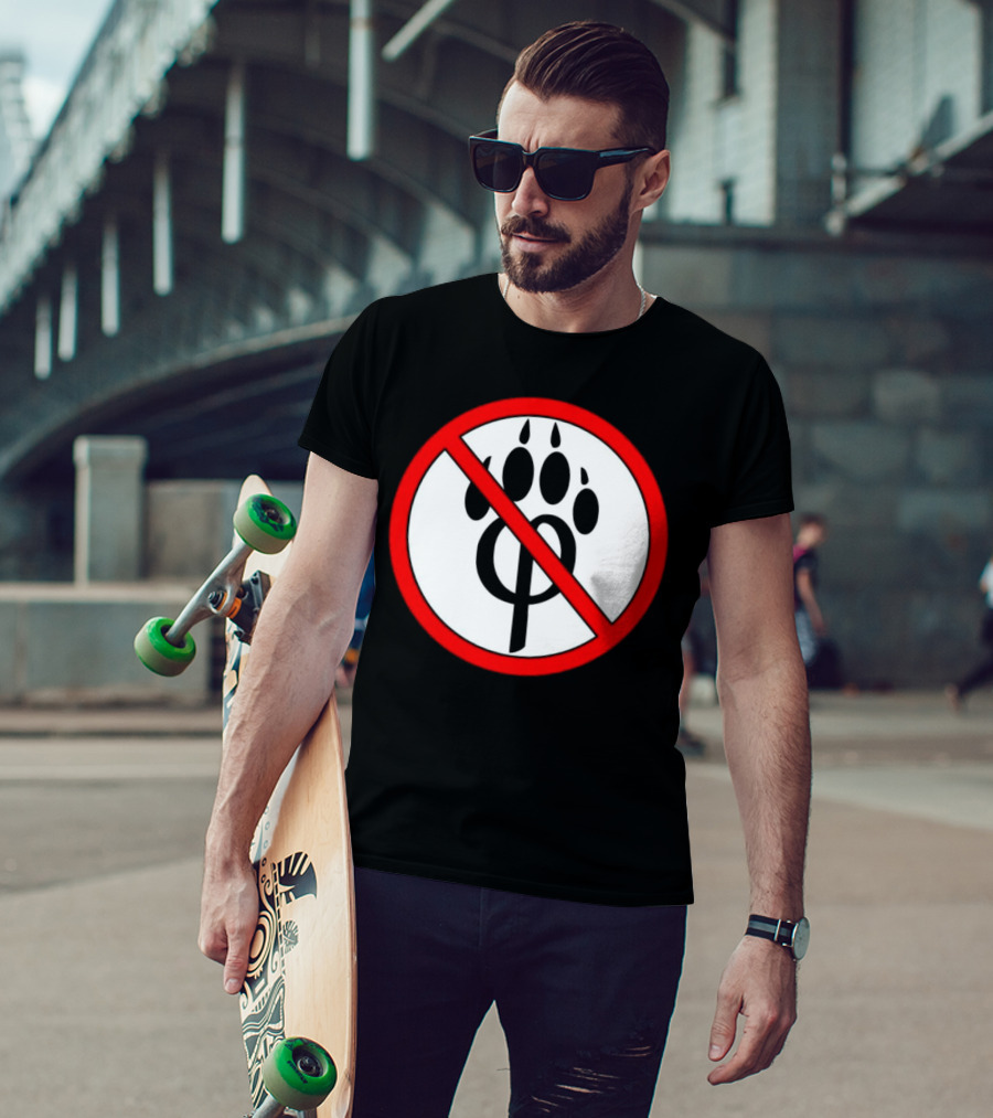 Anti Furry Paw Symbol With Red Prohibition Circle T-Shirt