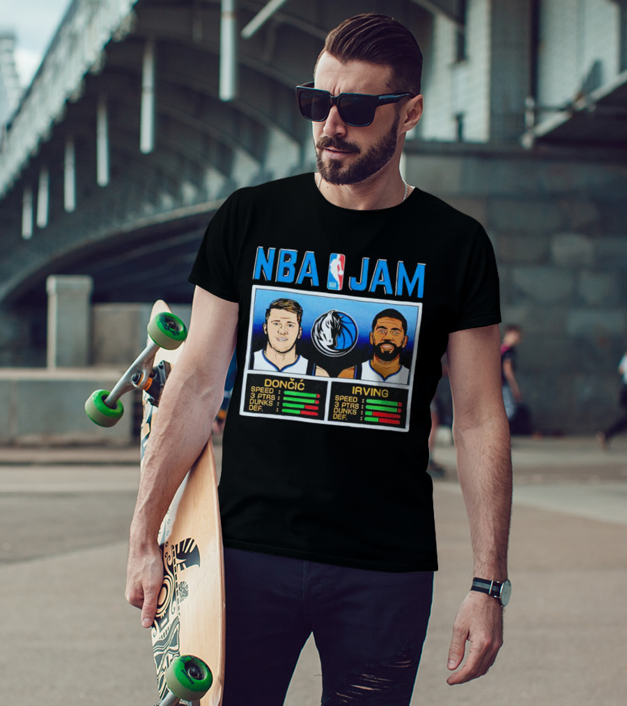 NBA Jam Mavericks Luka Dončić Kyrie Irving Stats T-Shirt