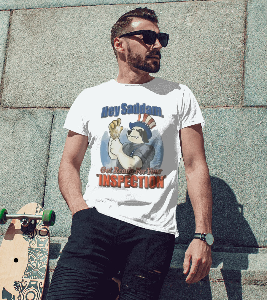 Hey Saddam Get Ready For Your Inspection Uncle Sam Dog Boxer Glove T-Shirt