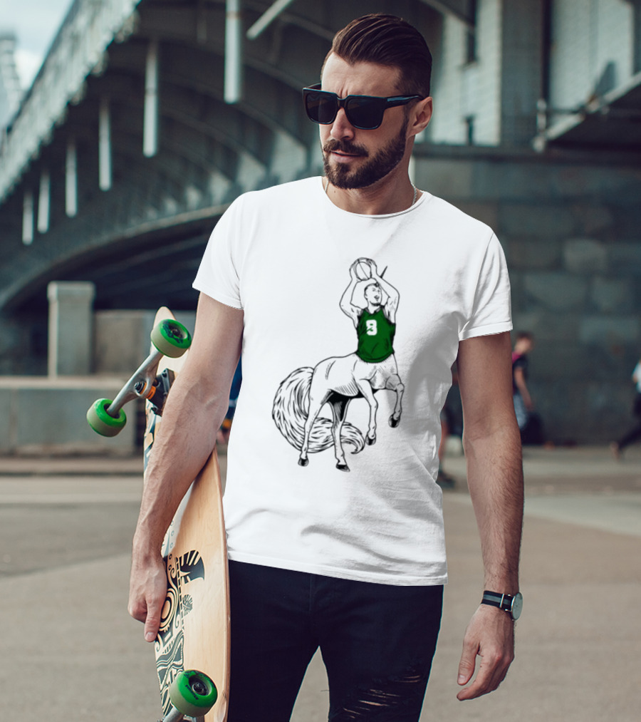 Kristaps Porzingis Unicorn Centaur Basketball Jumper 9 T-Shirt