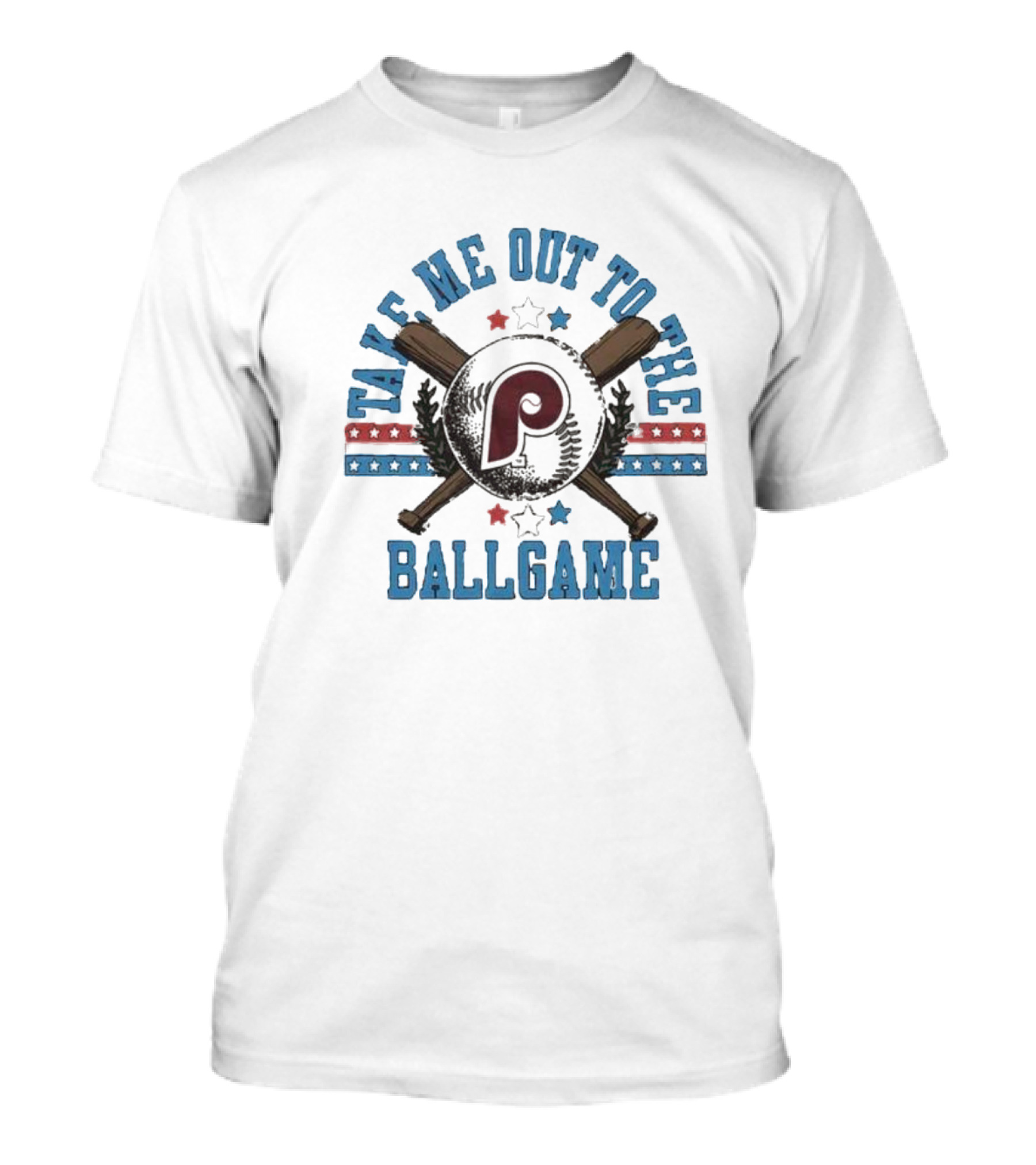 Philadelphia Phillies Take Me Out To The Ballgame Patriotic Stars And Bats T-Shirt