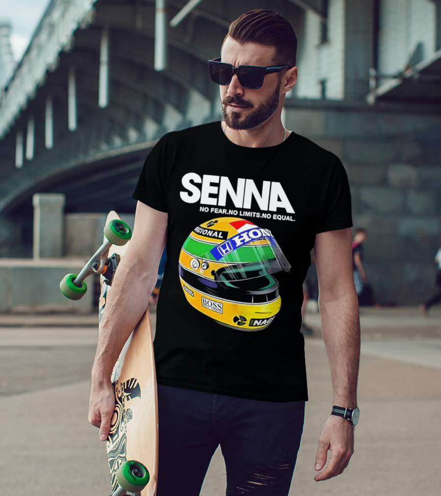 SENNA No Fear No Limits No Equal Honda Racing Helmet BOSS Nacional T-Shirt