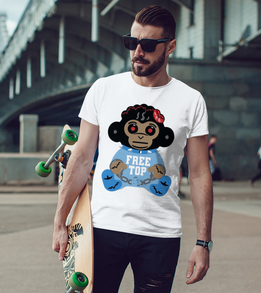 Never Broke Again Free Top Baby Monkey Character Chains T-Shirt