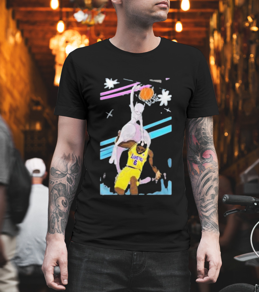 Mewtwo Dunking On Lakers Basketball Star Lebron James T-Shirt