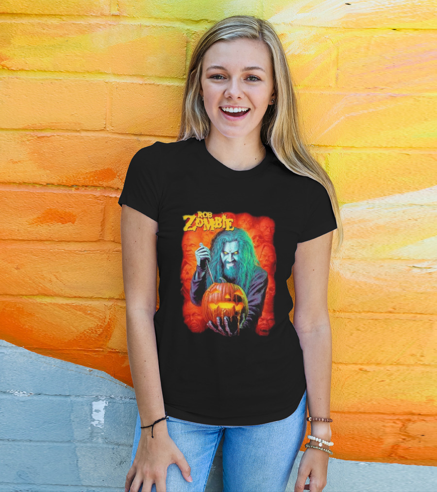 Rob Zombie Hellbilly Deluxe Halloween Pumpkin Horror T-Shirt