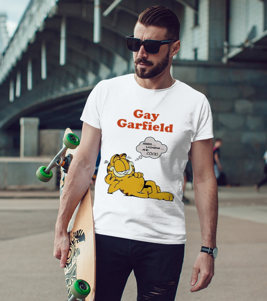 Gay Garfield Mmm Lasagna And Cock Meme T-Shirt