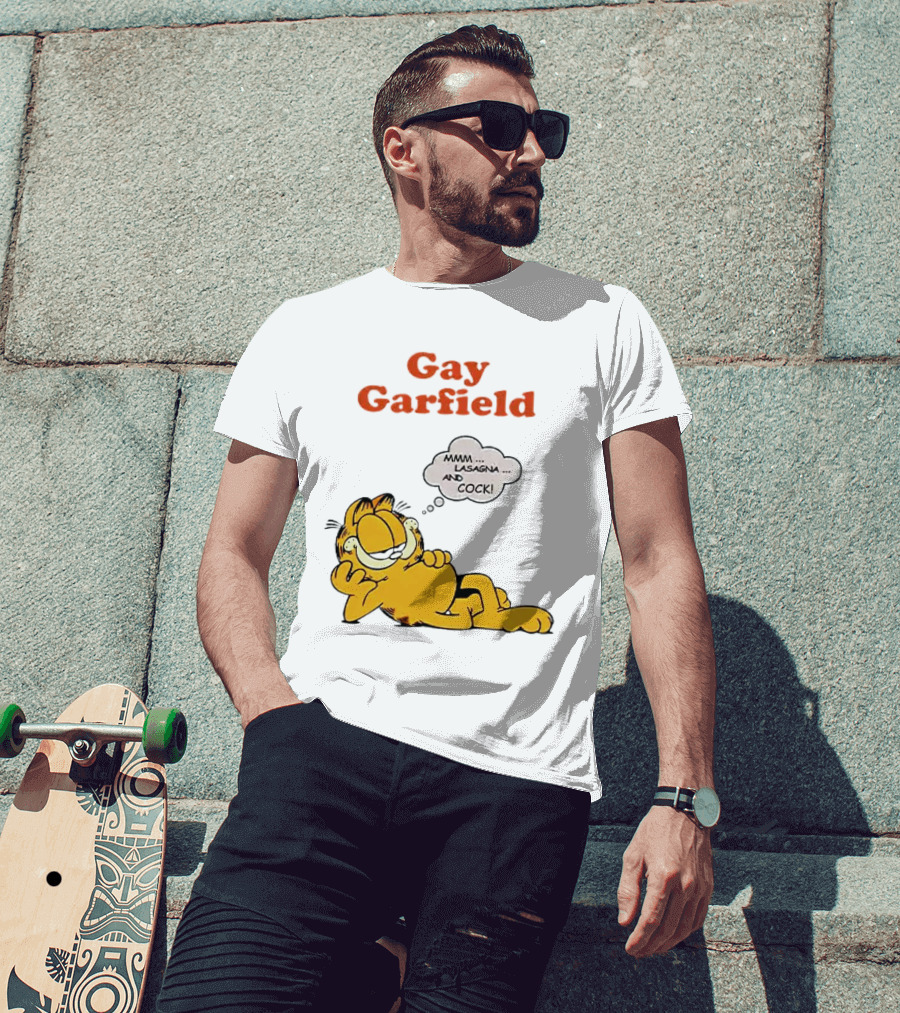 Gay Garfield Mmm Lasagna And Cock Meme T-Shirt
